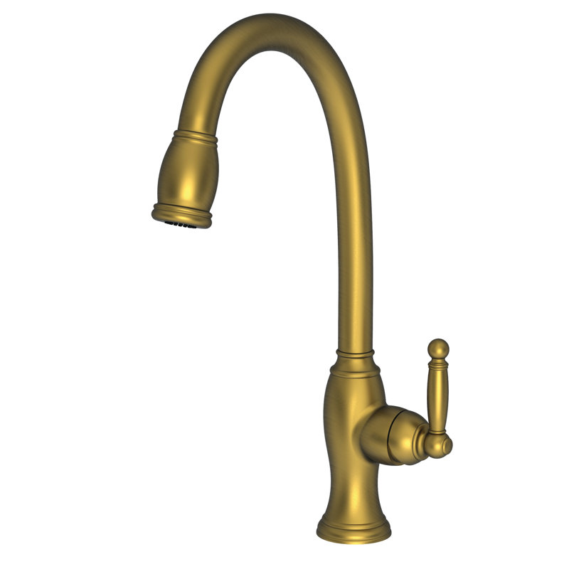 Nadya Single Handle Pull Down Kitchen Faucet, Antique Brass