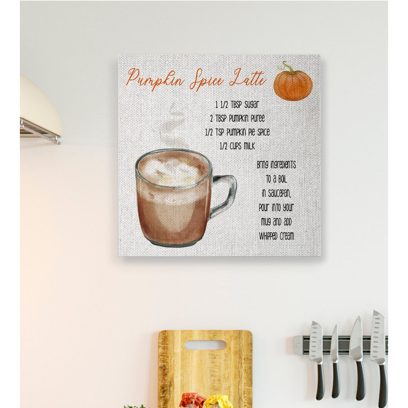 " Pumpkin Spice Latte Farmhouse Coffee Recipe " by Daphne Polselli, Wrapped Canvas, 36" H x 36" W
