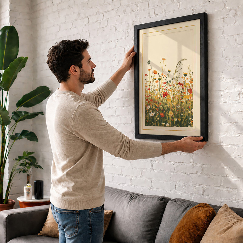 Wildflower Meadow Botanical - Framed Print, Black, A3 - 42.0 x 29.7 cm