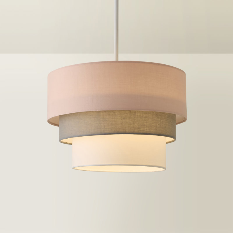 Aztec Drum Pendant Shade, Pink/Grey, 24" H x 30" W x 30" D