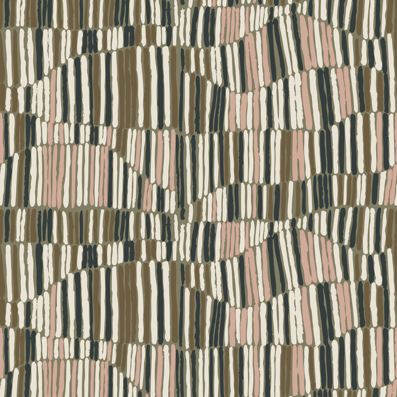 Papier peint jamaïcain, Non-collé, Olive / rosé, Paper