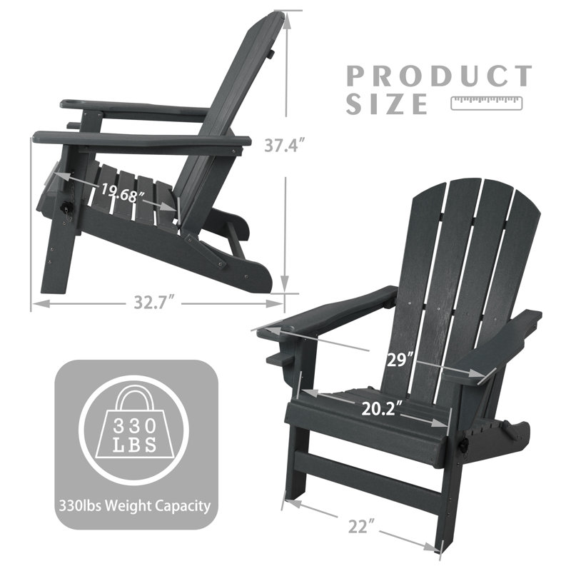  Chaise de patio pliante Adirondack, Gris