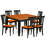 7 Piece Dining Room Furniture Set Consist of a Square Kitchen Table with Butterfly Leaf and 6 Dining Chairs, Black & Cherry-1572759911-1606201584