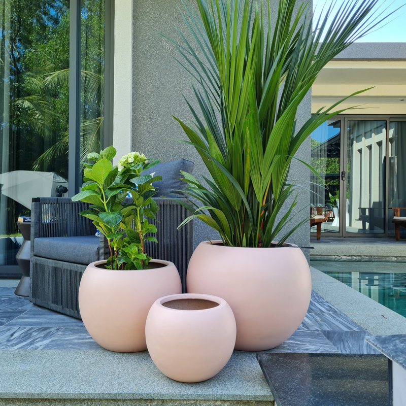 Pot de fleurs Dorlis Fiberstone, Terre cuite rose, H 13,5 po x l 17 po x P 17 po