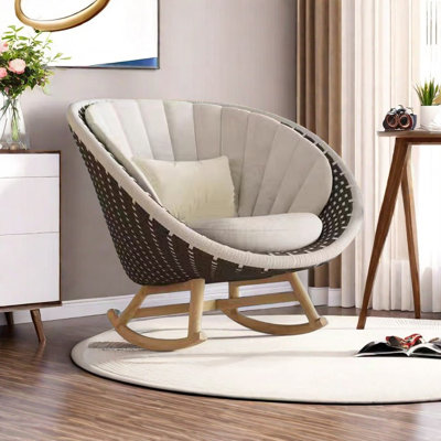 Casual rattan woven comfortable rocking chair
