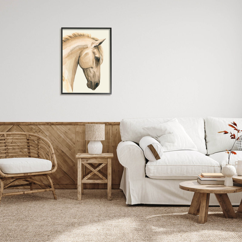 «Horse Portrait Farm Farm», estampe numérique texturée encadrée par Grace Popp_aq-394, H 30 po x l 24 po x P 1,5 po