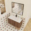 Ensemble de meuble-lavabo mural 36 po avec lavabo, ébène brun