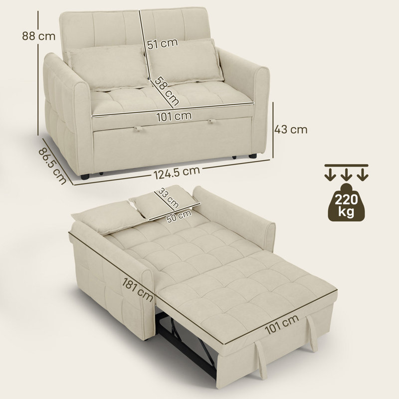124.5cm Wide Sofa, Beige