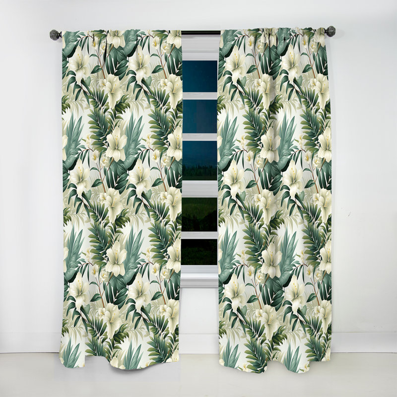 Serene Botanics Tropical Motif I - Rideau floral - Rideau floral obscurcissant - 1 panneau, L 52 po x L 120 po