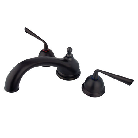 Kingston Brass Silver Sage Two-Handle 3-Hole Deck Mount Roman Tub Faucet, Oil Rubbed Bronze