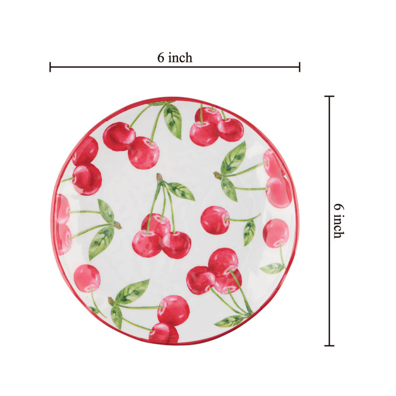 12-Piece Cherry 6" Melamine Plate