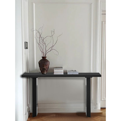 Console de 59 po en bois avec pieds ronds creux, table d'entrée moderne, table de canapé