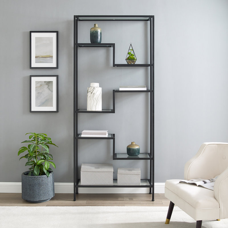 Sloane Geometric Bookcase, Matte Black