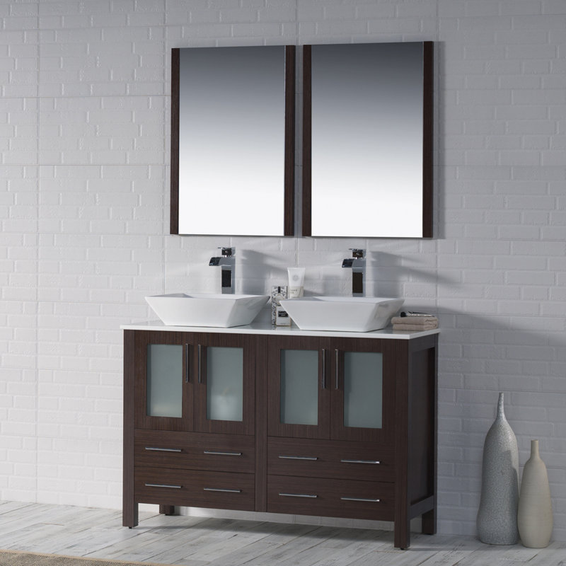 Meuble-lavabo double 48 po Mance, Wengé