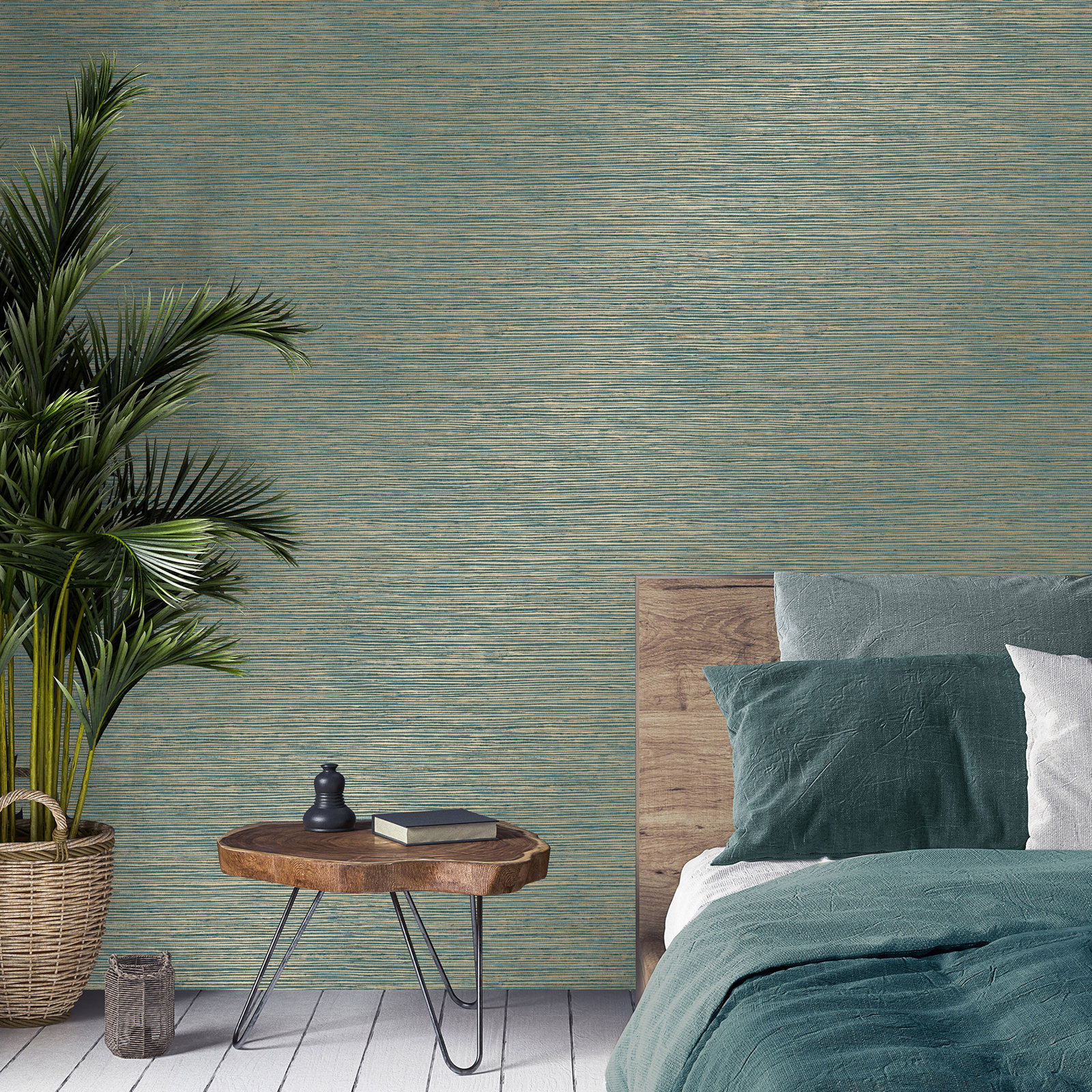 Aluta Neutral Plain Wallpaper, Teal