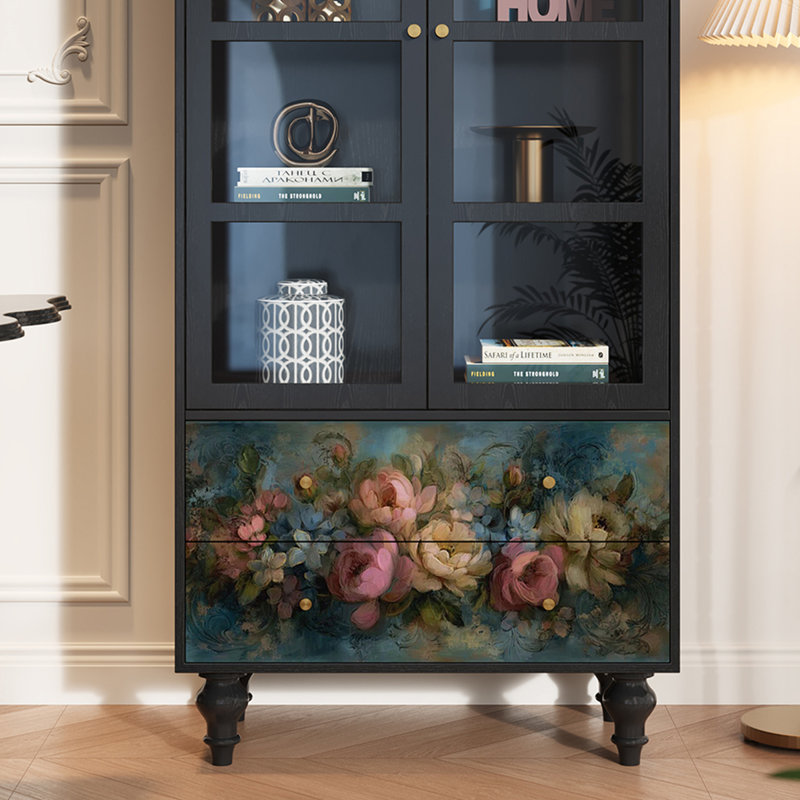 Vitrine en bois massif Floral