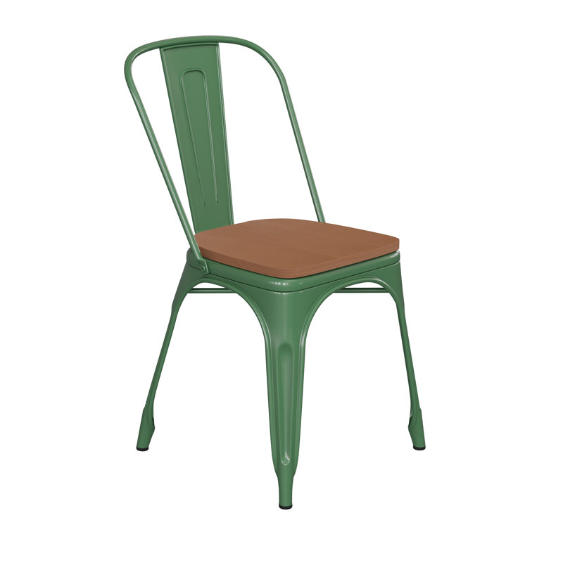 Chaise empilable Calliah, Teck, Vert