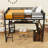 Queen 2 Drawers Metal Loft Bed With Built-In-Desk And Storage