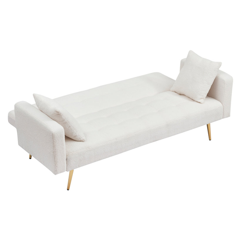 Canapé-lit 71,7 po en molleton beige, Blanc