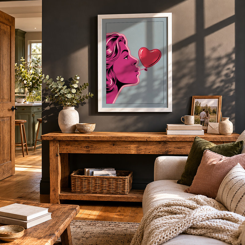 Blowing Hearts Modern - Print, A4 - 29.7 x 21.0 cm, White