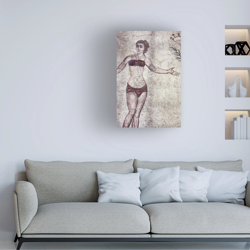 Art romain sur toile, "La chambre des dix filles dansantes" à Abikini, H 19 po x l 12 po