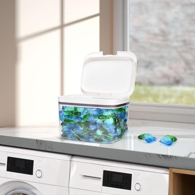 Laundry Pods Container With Lid And Scoop, Laundry Room Storage Organizer For Detergent Pods, Powder And Scent Booster Beads, Laundry Storage Canister
