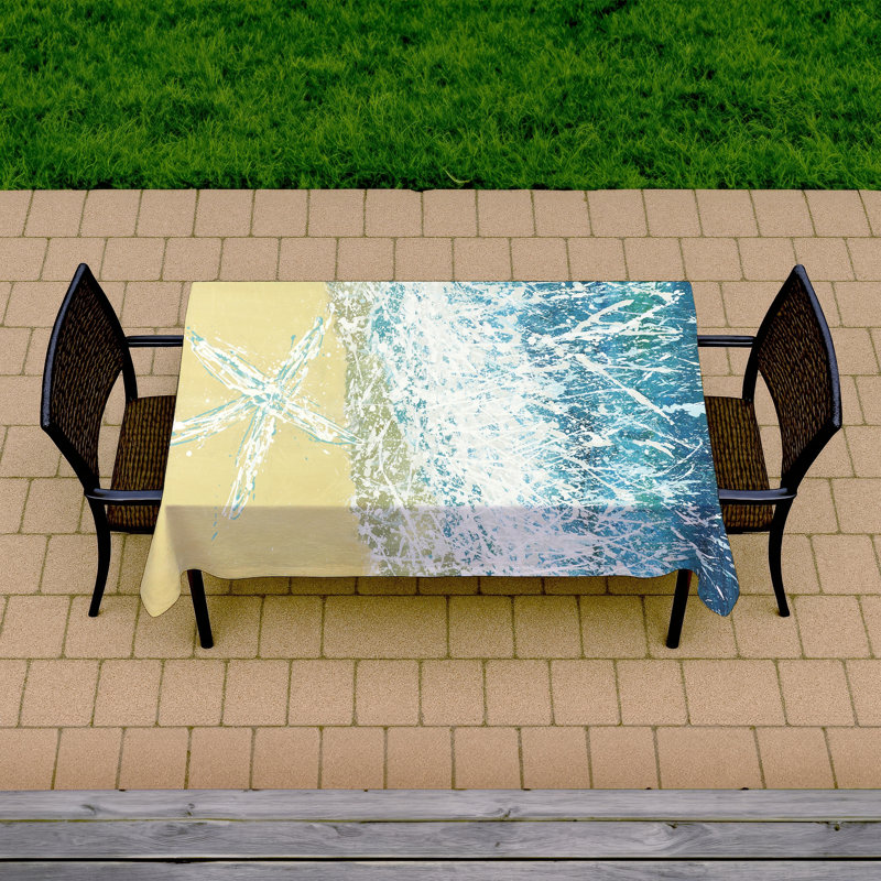 Left Side Seastar Tablecloth - Beach Beige Indoor Outdoor Decor