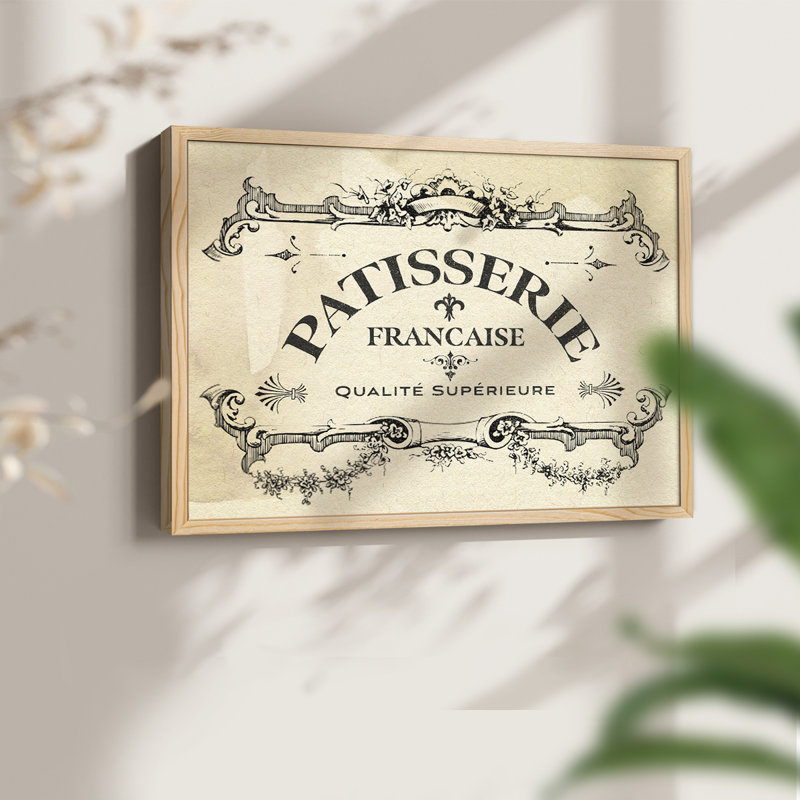 Antique French Label I -Framed Print - Restickable, 11" H x 14" W, Natural