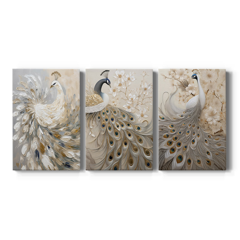 ANIMALS Series CCLV - Toile tendue avec châssis sur mesure - 3 pièces, H 27 po x l 54 po