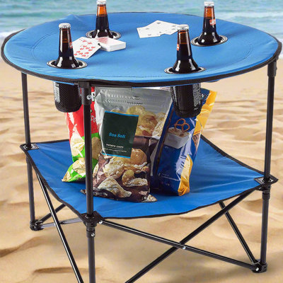Aanik Round Metal Folding Outdoor Camping Table , 28'' in. W 28'' in. D