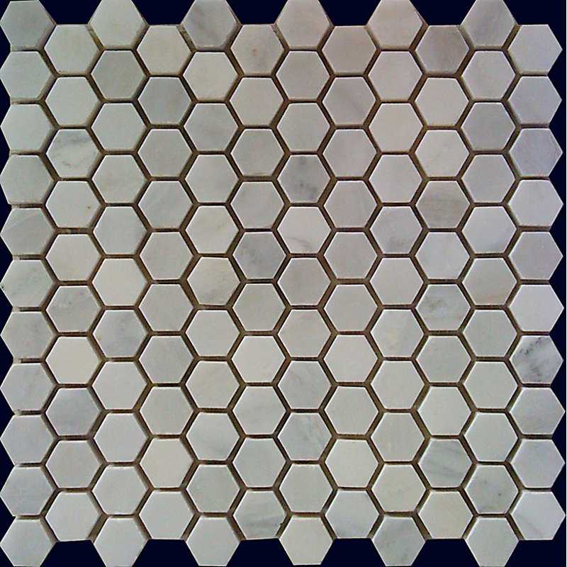 Tuile de mosaïque naturelle en pierre naturelle 1" x 1" hexagonale en statut blanc
