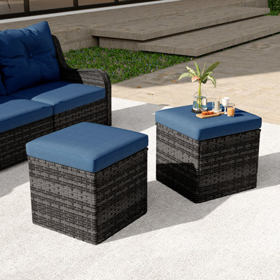 Repose-pieds de patio extérieur en osier PE Bellamy Stylish