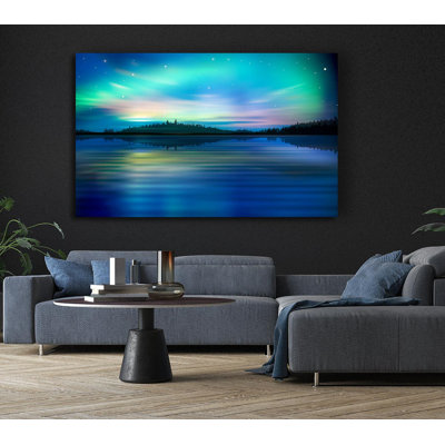 Northern Lights Lake Dream Lake - Wrapped Canvas Print