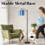 Lampe sur pied à arc avec abat-jour réglable à rayures verticales abstraites bleu gris Lampe sur pied à 3 températures de couleur à intensité variable avec interrupteur au pied pour chambre à coucher