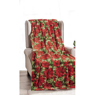 Poinsettia Knitted Throw Blanket