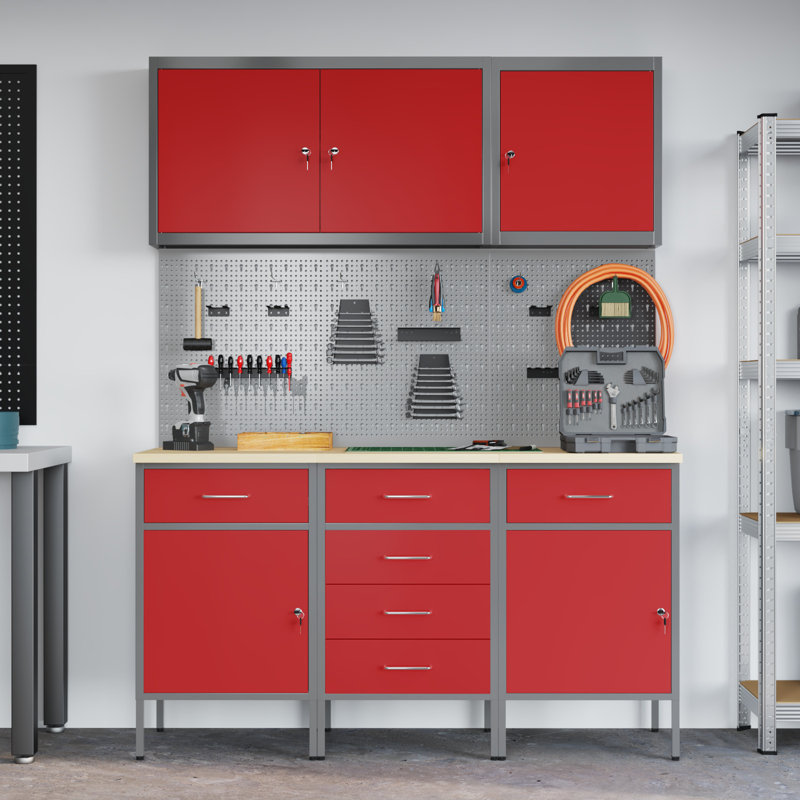 Work Cabinet with Drawer, Red
