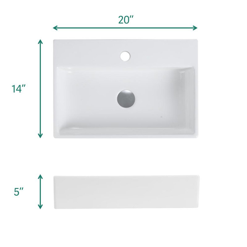 Ceramic Rectangular Bathroom Sink
