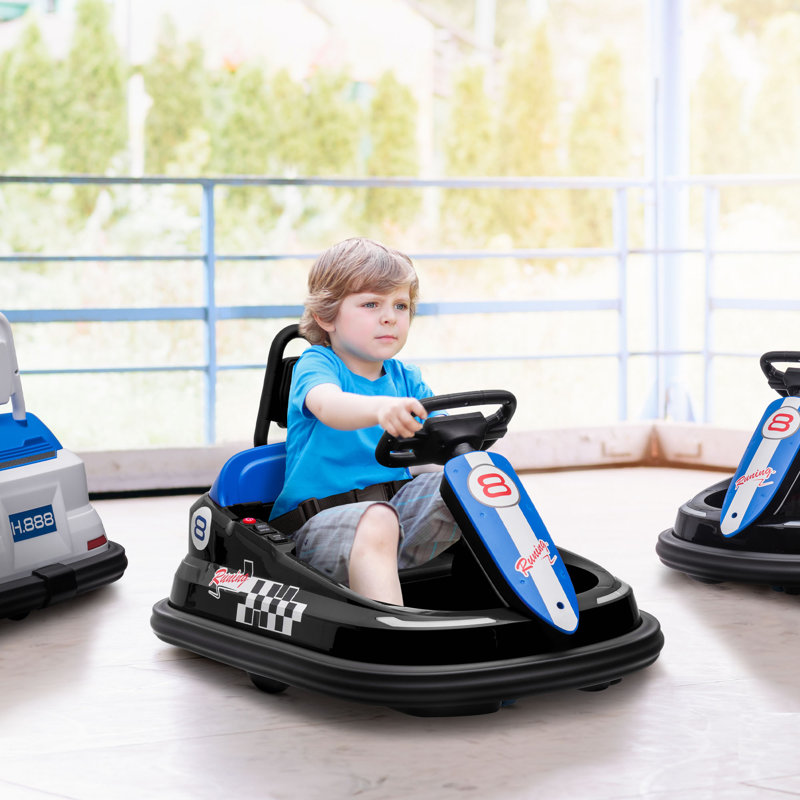 Ladner Freeport Park Kids Bumper Car 360° Rotation 6V 2 Speeds for 18-48 Months Black