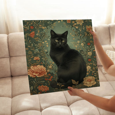Animaux, animaux, William Morris, chat noir III, reproduction d'art sans cadre