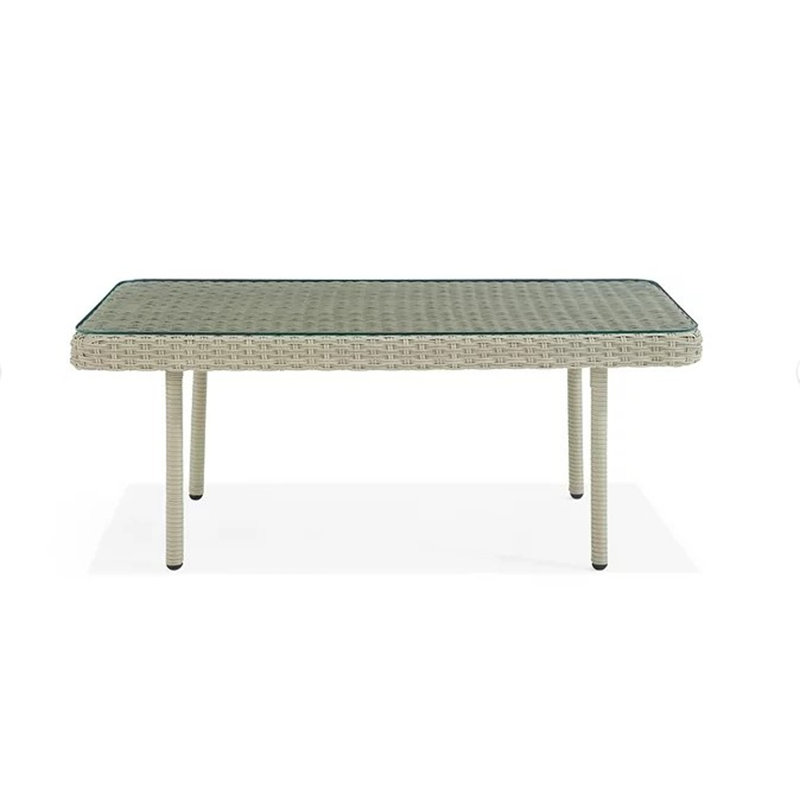 Windham Light Gray All-Weather Wicker Outdoor Coffee Table with Glass Top