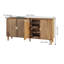 Buffet 62,6 po en noyer à 4 portes avec détails rainurés verticaux, crédence cannelée avec tablettes réglables - Armoire de rangement multifonctionnelle pour la salle à manger, le salon, le vestibule et la cuisine