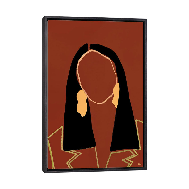 « Joi » par Bria Nicole-impression d’art graphique, Toile avec cadre noir patiné, Pas de tapis, H 60 po x l 40po x P 1,5 po