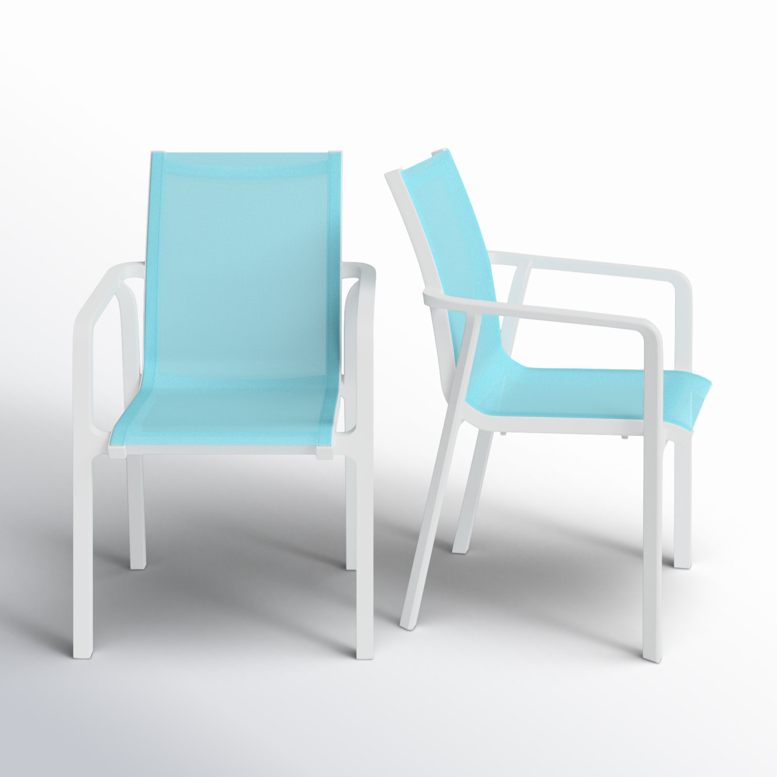 Farrah Stackable Patio Armchair, White/Turquoise