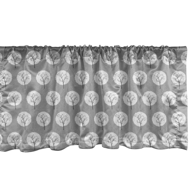 Grey and White Tree Pattern Satin Valance Set