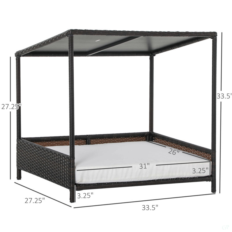 Lit pour chien en rotin surélevé Dog House, brun