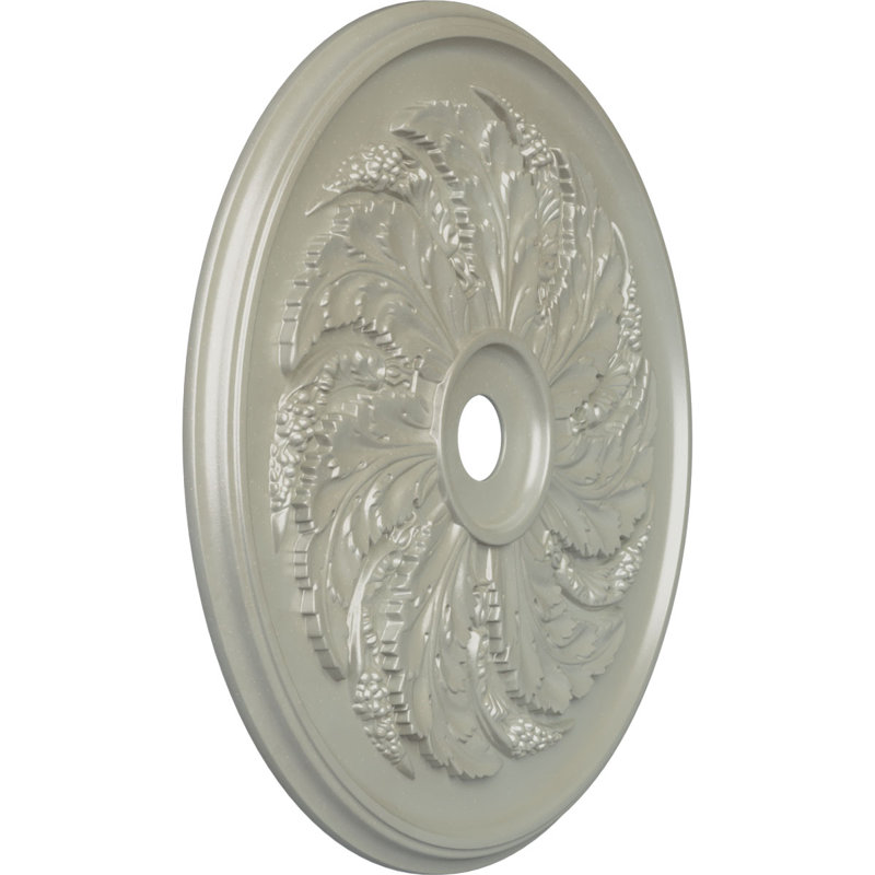 Médaillon de plafond Endurathane Shakuras, diamètre extérieur 47 5/8 po x P 2 po (pour les auvents jusqu'à 6 1/2 po), finition argent chaud peint à la main