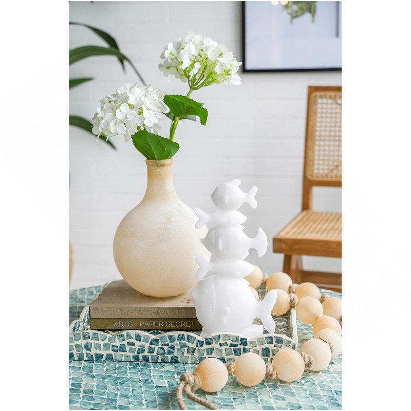 Vase décoratif en verre D8x11 ", beige