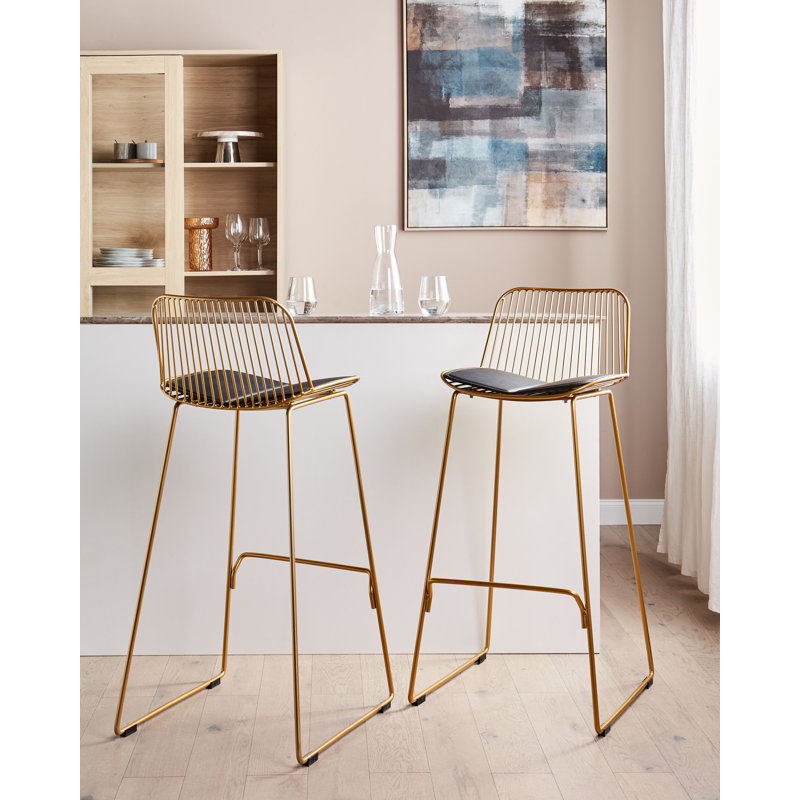 Cayuse Upholstered Counter Stool with Metal Frame, Gold