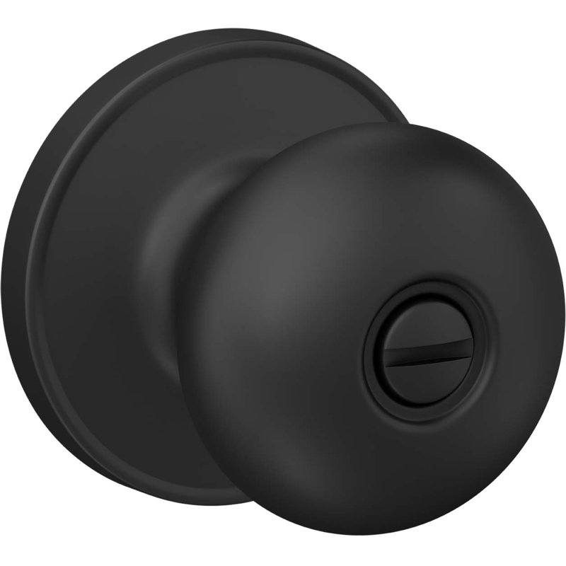 Stratus Knob Bed and Bath Lock, Matte Black