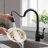 Single Handle Deck Mount High Arc Kitchen Faucet, Pull Down Sprayer Kitchen Sink Faucet with 2 Spray Functions-122556122
